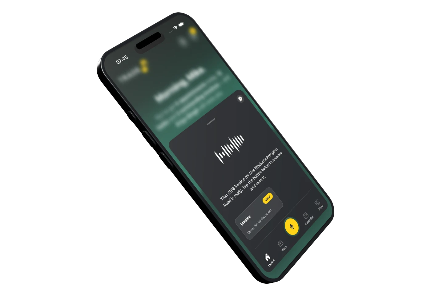 A TradePA invoice drafted on the phone, ready to preview and send