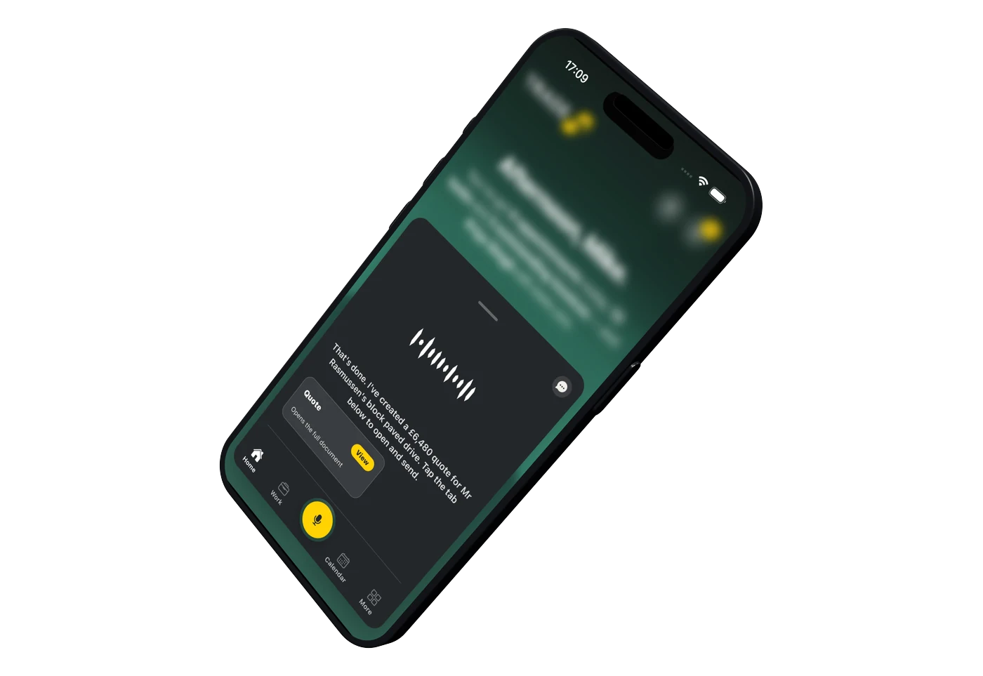 A TradePA quote coming back on the phone, ready to send